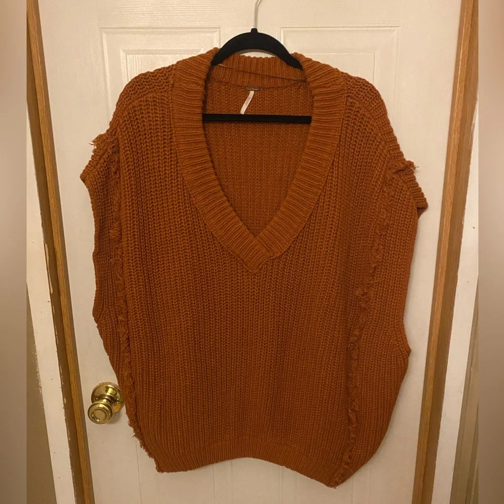 Free People Rust Clyde Oversized Sleeveless Sweater